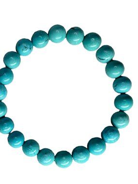 8mm Natural Blue Turquoise Bead Bracelet Genuine Gemstone December Birthstone